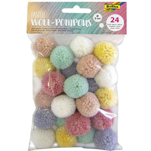 Εικόνα της Μπάλες wool pompons Folia Pastell 24τεμ. 30mm 50242