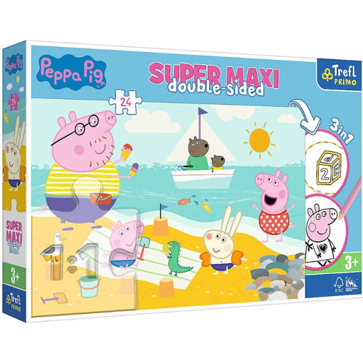 Εικόνα της Παζλ Trefl 24τμχ. Super Maxi Double-Sided Happy Peppa Pig Day 41005