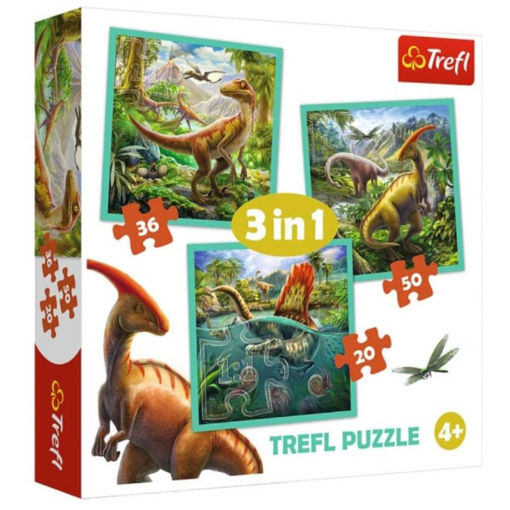 Εικόνα της Παζλ Trefl 3/1 20-36-50τεμ. Dinosaurs 34837