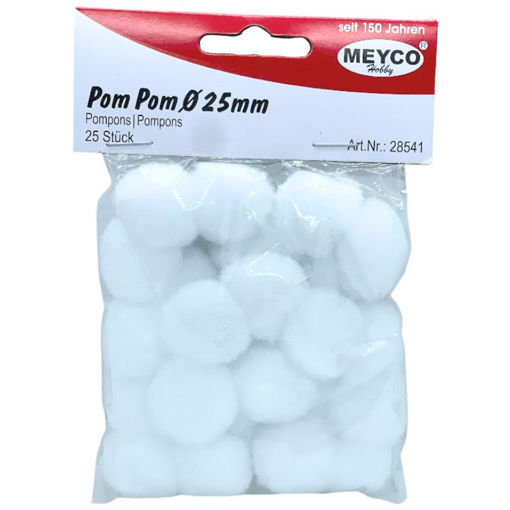 Εικόνα της Μπάλες pompons Meyco λευκές 25τεμ. 25mm 28541