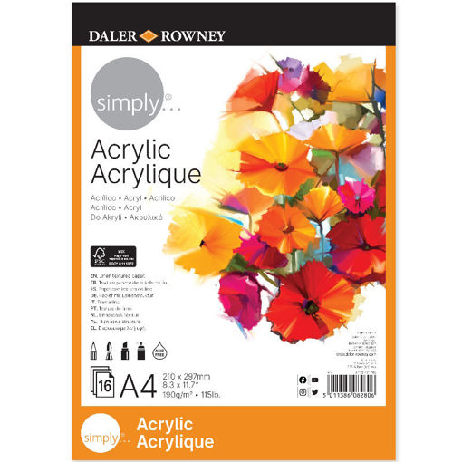 Εικόνα της Μπλοκ Daler Rowney Simply Acrylic Pad 190g/m2 21x29.7cm 16φ 436731400