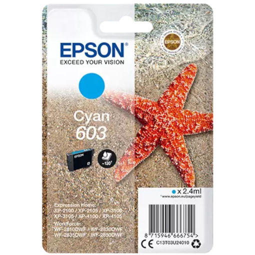 Εικόνα της Epson 603 Cyan 2.4ml. C13T03U24010