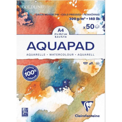 Εικόνα της Μπλοκ ακουαρέλας Clairefontaine AquaPad cold pressed A4 50φ. A4 21x29.7cm 300gr