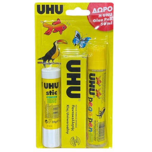 Εικόνα της Κόλλα UHU set Stic 21gr + Ρευστή 35ml + Glue Pen 50ml Δώρο