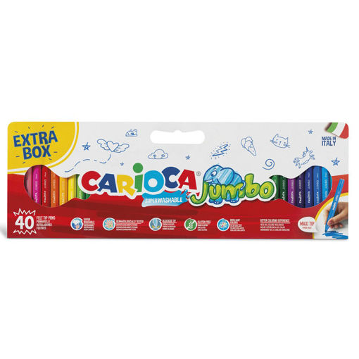 Εικόνα της Μαρκαδόροι Carioca Jumbo 40τμχ Super Washable 41258