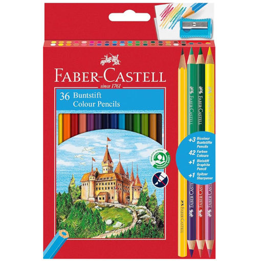 Εικόνα της Ξυλομπογιές Faber Castell 36τμχ. +3/χρώματα και ξύστρα 110336