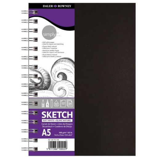 Εικόνα της Sketchbook Daler Rowney Simply Soft White Wirebound Α5 100g 54φύλλα 482254500