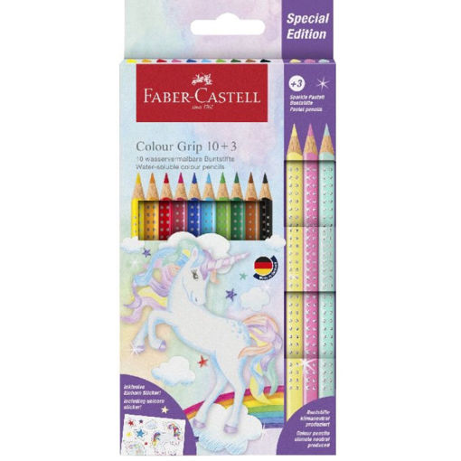 Εικόνα της Ξυλομπογές Faber Castell Grip Sparkle Μονόκερος 10+3τμχ. 201542