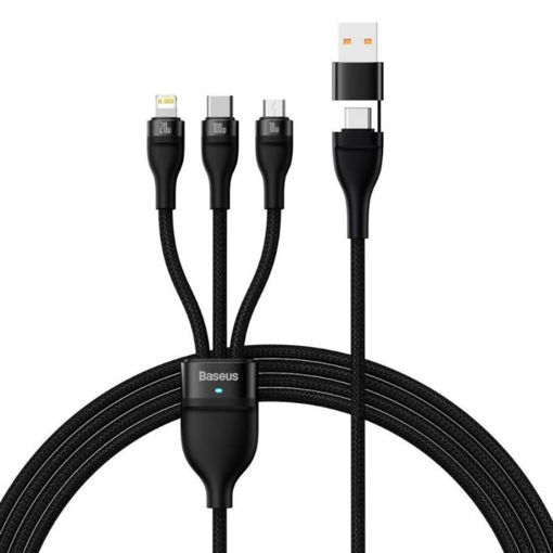 Picture of Καλώδιο Baseus Flash Series II Braided USB to micro USB / Type-C / Lightning Cable Μαύρο 1.2m CASS030101