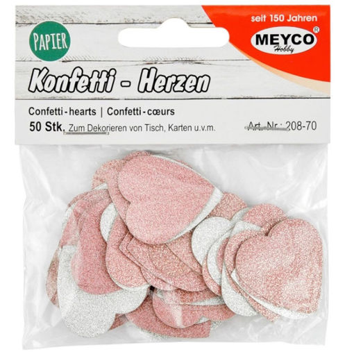 Εικόνα της Χάρτινες καρδιές Meyco glitter ροζ - ασημί Φ2.6mm 50τεμ. 19620870